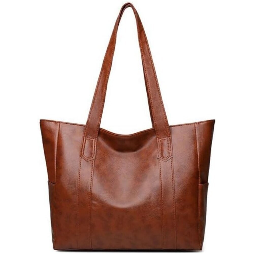 🆕 Women Brown PU Leather Big Purses Tote ladies Waterproof Shoulder Bag